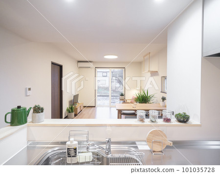 從對面的廚房看向客廳 101035728