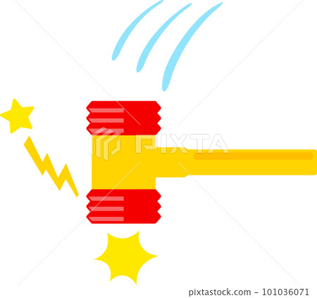A toy hammer being swung down A toy hammer being swung down 101036071