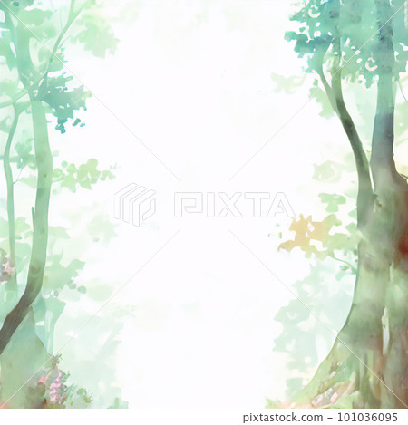 forest silhouette shrouded in fog 101036095
