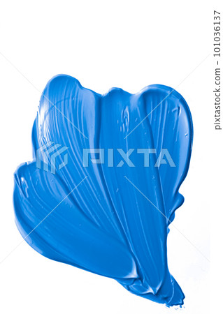 Blue beauty swatch, skincare and makeup cosmetic product sample texture isolated on white background, make-up smudge, cream cosmetics smear or paint brush stroke closeup Blue beauty swatch, skincare and makeup cosmetic product sample texture isolated on white background, make-up smudge, cream cosmetics smear or paint brush stroke closeup 101036137