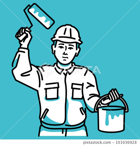 A male worker who paints (waterproof or antiseptic) the outer wall A male worker who paints (waterproof or antiseptic) the outer wall 101036928