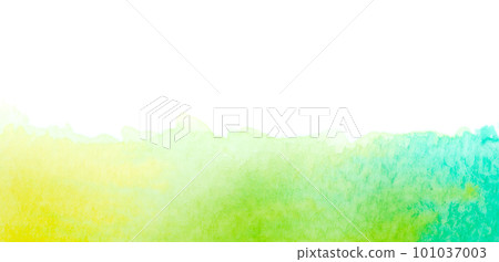 green, yellow watercolor, paint stroke gradient color combination on drawing paper use as background 101037003