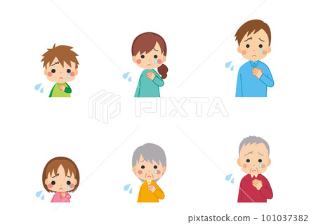 Crying cute three-generation family illustration set white background person upper body 101037382