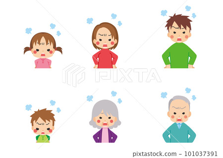 Punpun angry cute three generation family illustration set white background person upper body Punpun angry cute three generation family illustration set white background person upper body 101037391