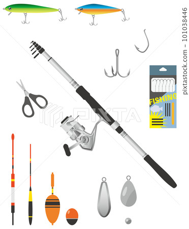 Image illustration set of fishing supplies Image illustration set of fishing supplies 101038446