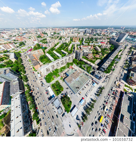 Aerial city view. Urban landscape. Copter shot. Panoramic image. 101038732