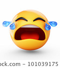 3D Rendering crying emoji isolated on white background 101039175