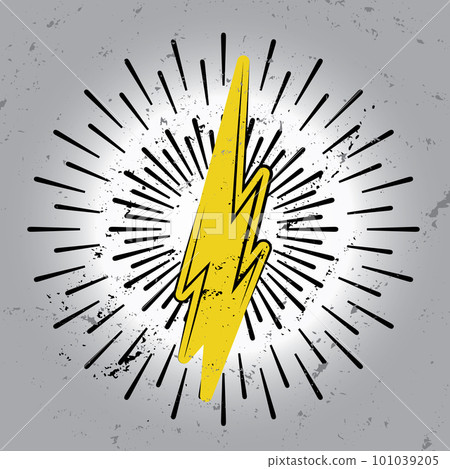 Lighting Strike and Sun Rays Simple Vector Icon Isolated, Vintage Charger Pictogram, Retro Lightning Bolt 101039205