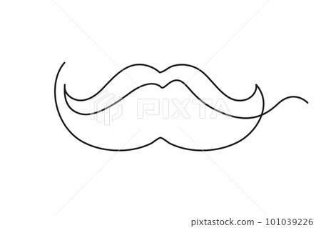 One Line Drawing Mustache, Continuous Line Dad Whiskers, Moustache, Vintage Man Hairstyle 101039226