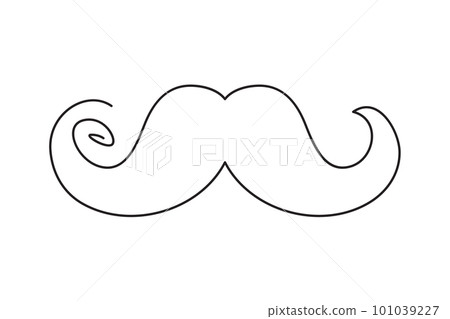 One Line Drawing Mustache, Continuous Line Dad Whiskers, Moustache, Vintage Man Hairstyle 101039227