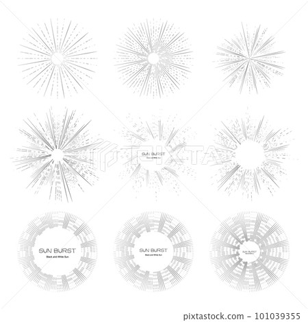 Vintage Sunburst, Black and White Sun Vector Icon, Bursting Sun Rays, Star Pictograph, Speed Lines Vintage Sunburst, Black and White Sun Vector Icon, Bursting Sun Rays, Star Pictograph, Speed Lines 101039355
