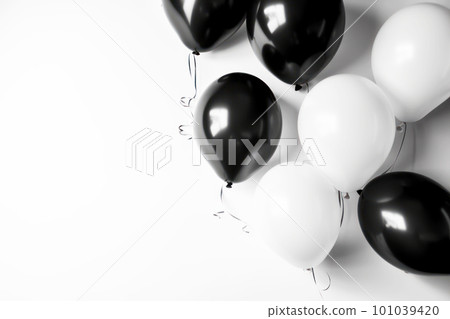Black and white balloon on white background with copy space. 101039420