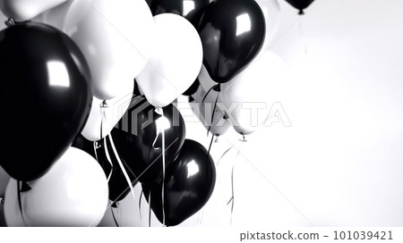 Black and white balloon on white background with copy space. 101039421