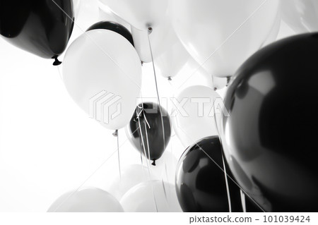 Black and white balloon on white background with copy space. Black and white balloon on white background with copy space. 101039424