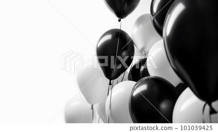 Black and white balloon on white background with copy space. Black and white balloon on white background with copy space. 101039425