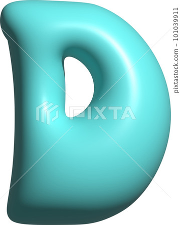 Blue balloon letter D capital, 3D alphabet. 101039911