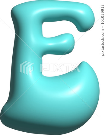 Blue balloon letter E capital, 3D alphabet. 101039912