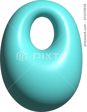 Blue balloon letter O capital, 3D alphabet. Blue balloon letter O capital, 3D alphabet. 101039936