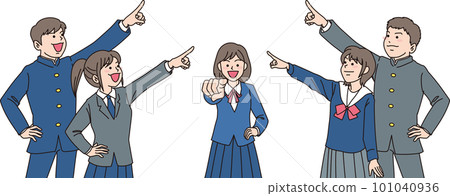 初中生指點_設定_顏色_5男女在中間瞄準同一個方向 101040936