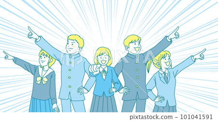 初中生指點_套裝_男女各5個指點_背景集中線 101041591