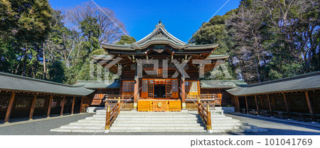 伊草八幡宮在蔚藍的天空中閃耀（東京都杉並區） 101041769
