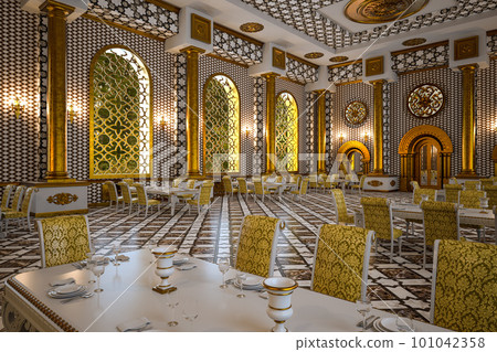 3D rendering of the hall in a classic style. Classic interior 3D rendering of the hall in a classic style. Classic interior 101042358