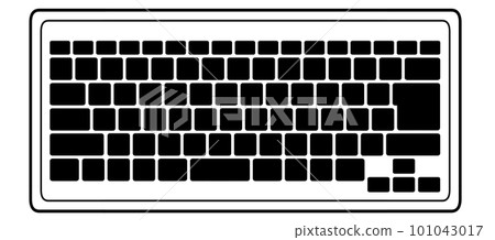 Simple PC peripherals, silhouette illustration of bordered keyboard without number keys 101043017