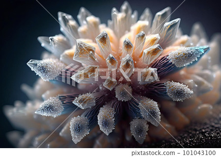 Beautiful abstract background with colorful crystals. Mysterious gemstones, minerals. Magic crystal cluster. Close-up view. Generative AI. Beautiful abstract background with colorful crystals. Mysterious gemstones, minerals. Magic crystal cluster. Close-up view. Generative AI. 101043100