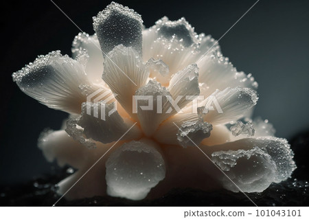 Beautiful abstract background with white crystals. Mysterious gemstones, minerals. Magic crystal cluster. Close-up view. Generative AI. Beautiful abstract background with white crystals. Mysterious gemstones, minerals. Magic crystal cluster. Close-up view. Generative AI. 101043101