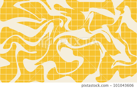 Trendy wavy background. Vector illustration of checkered wallpaper with optical illusion 101043606