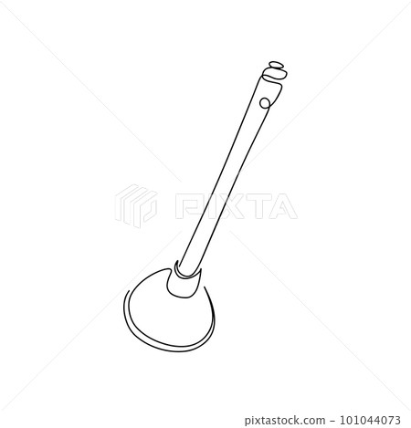 Icon of the plunger cleaning line. A symbol for cleaning pipes from blockages. Drawing of the plunger line icon. Vector illustration Icon of the plunger cleaning line. A symbol for cleaning pipes from blockages. Drawing of the plunger line icon. Vector illustration 101044073