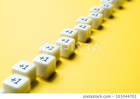 Sequential chain of blocks with plus one. Sequence. Arithmetic progression. Add one more. Increase and growth. A series concept. Accumulation process. Continuation. Sequential addition to the sum. Sequential chain of blocks with plus one. Sequence. Arithmetic progression. Add one more. Increase and growth. A series concept. Accumulation process. Continuation. Sequential addition to the sum. 101044701