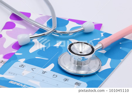 Medical-related image (stethoscope and medicine notebook) 101045110