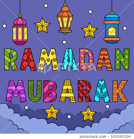 Ramadan Mubarak Colored Cartoon Illustration 101045204