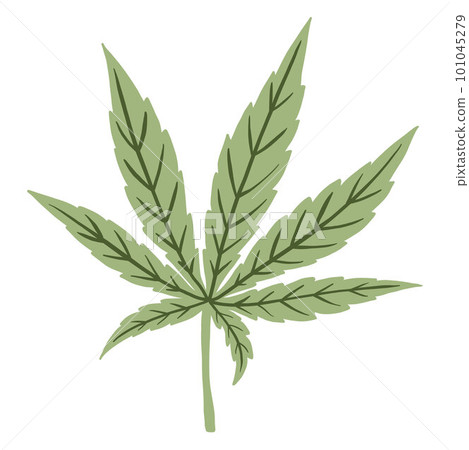 simplicity cannabis leaf freehand drawing flat design. simplicity cannabis leaf freehand drawing flat design. 101045279