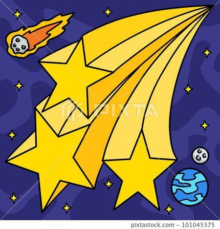 Falling Shooting Stars Colored Cartoon  101045375