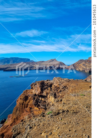 Beautiful rocky coast of the island in the ocean. 101045613