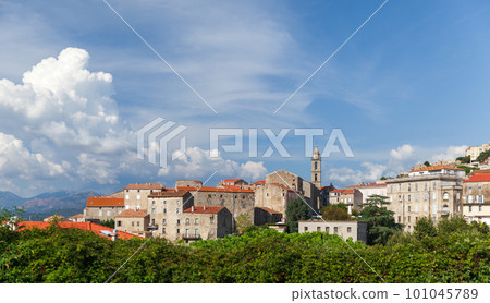 Sartene town on a summer day. Panoramic landscape photo of Corsica 101045789