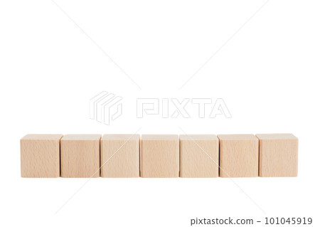 7 square blocks arranged side by side Blocks white background 101045919