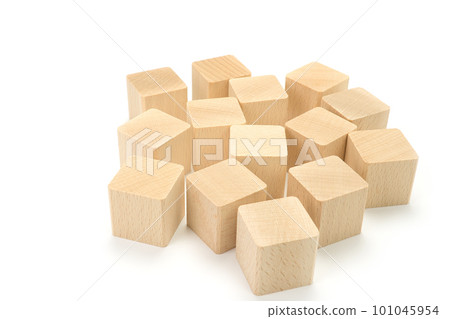 Randomly placed cubic blocks, building blocks, no letters, white background 101045954