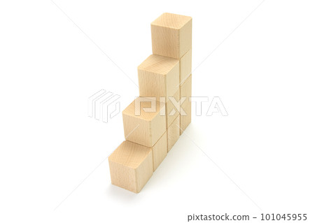 4 blocks piled up to the right, building block, white background 101045955