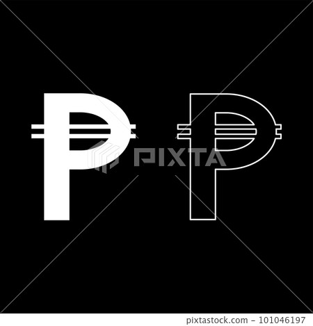 Sign of Philippine peso currency money symbol Pesos set icon white color vector illustration image solid fill outline contour line thin flat style 101046197