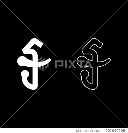 Cambodia riel currency symbol money sign set icon white color vector illustration image solid fill outline contour line thin flat style 101046206