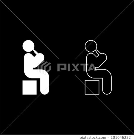 Man drinking alcohol from bottle of beer wine drunk people concept stick use beverage drunkard booze sit on box set icon white color vector illustration image solid fill outline contour line thin Man drinking alcohol from bottle of beer wine drunk people concept stick use beverage drunkard booze sit on box set icon white color vector illustration image solid fill outline contour line thin 101046222
