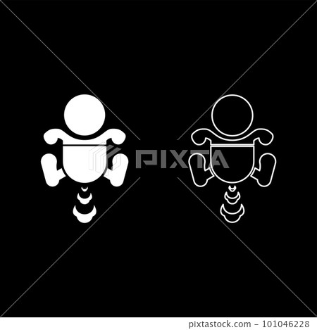 Child infant baby kid farts break wind farting bloating gas cloud stench bad smell flatulency set icon white color vector illustration image solid fill outline contour line thin flat style 101046228