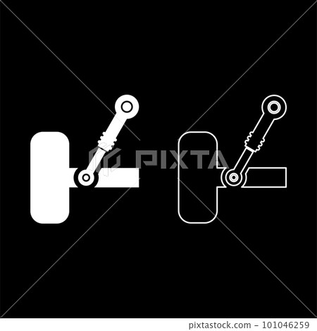 Wheel and shock absorber car suspension system auto service set icon white color vector illustration image solid fill outline contour line thin flat style Wheel and shock absorber car suspension system auto service set icon white color vector illustration image solid fill outline contour line thin flat style 101046259
