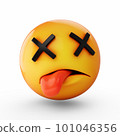 3D Rendering dead emoji isolated on white background 101046356