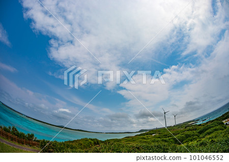 blue sky, sea and windmill blue sky, sea and windmill 101046552