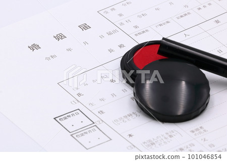 婚姻登記和印章圖像 101046854