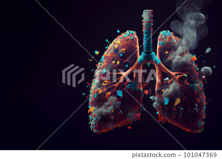 World No Tobacco Day. toxic smoke formation shaped as the human lung, Unhealthy lungs breathing smoke and pollution, Generative AI World No Tobacco Day. toxic smoke formation shaped as the human lung, Unhealthy lungs breathing smoke and pollution, Generative AI 101047369